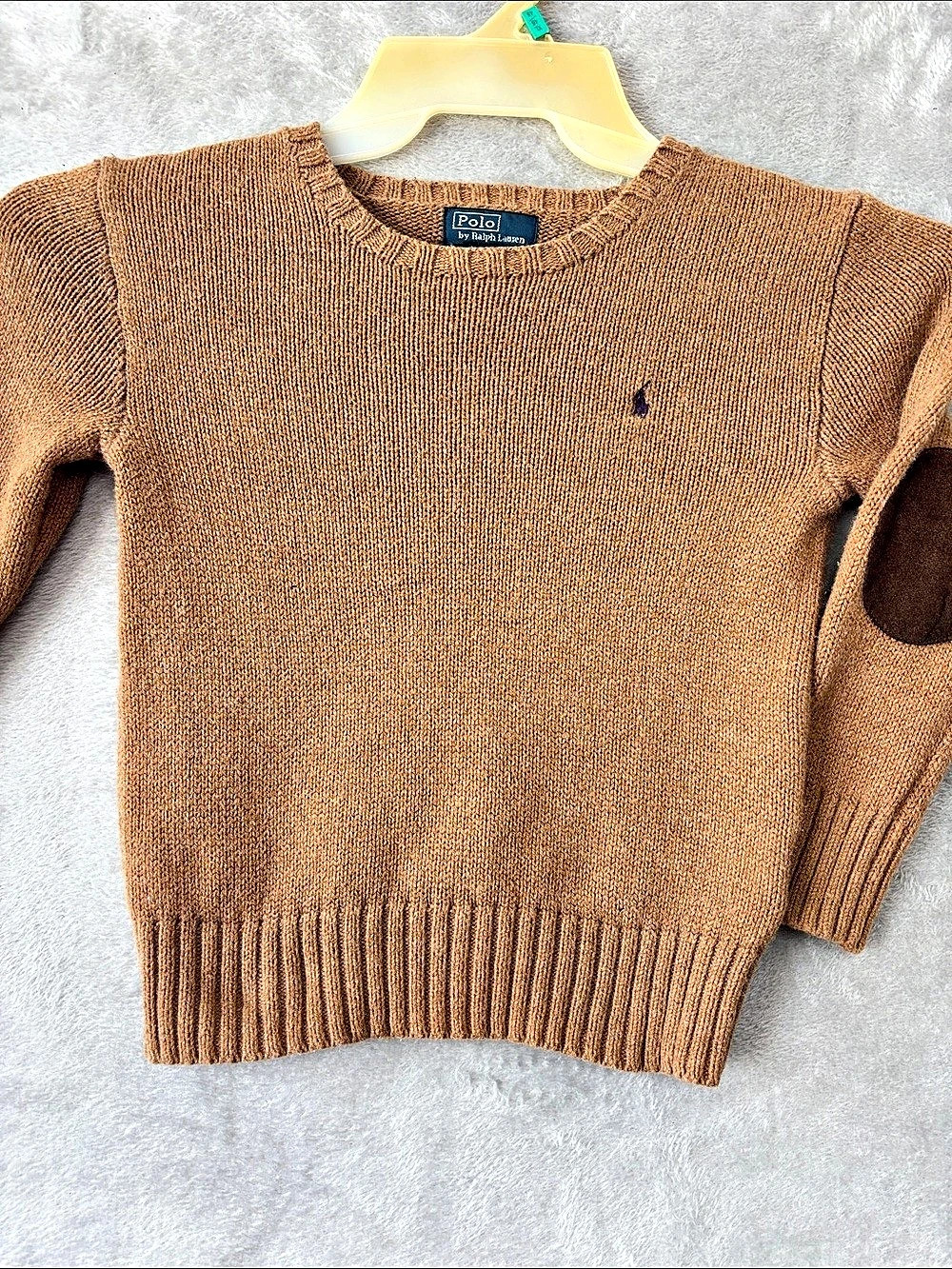 Polo Ralph Lauren Boys Cotton-Wool Elbow-Patch Crewneck Sweater Small